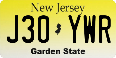 NJ license plate J30YWR