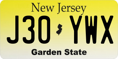 NJ license plate J30YWX