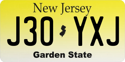 NJ license plate J30YXJ