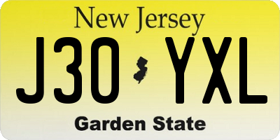 NJ license plate J30YXL