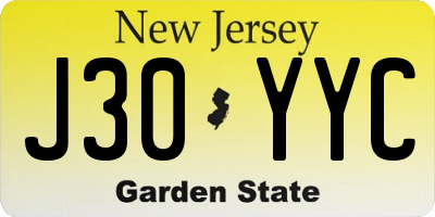 NJ license plate J30YYC