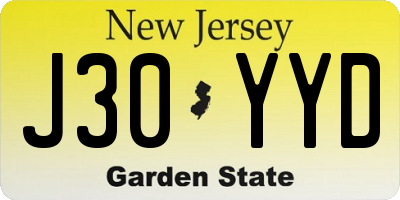 NJ license plate J30YYD