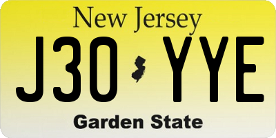 NJ license plate J30YYE