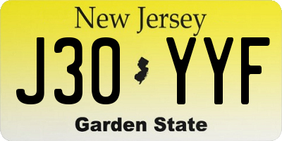 NJ license plate J30YYF