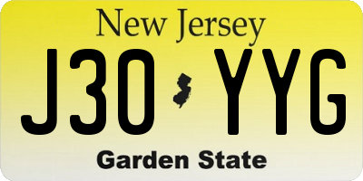 NJ license plate J30YYG