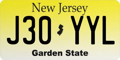 NJ license plate J30YYL