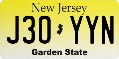 NJ license plate J30YYN