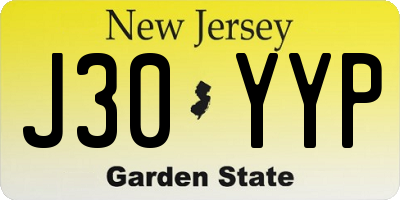 NJ license plate J30YYP