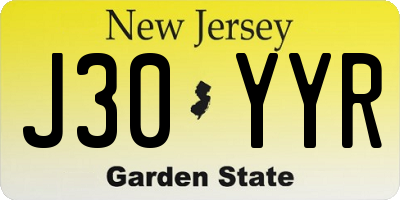 NJ license plate J30YYR