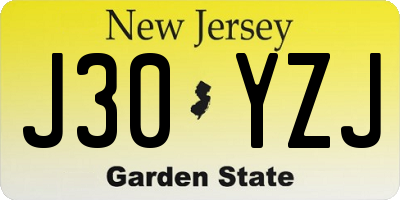 NJ license plate J30YZJ