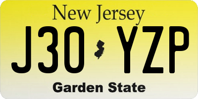 NJ license plate J30YZP