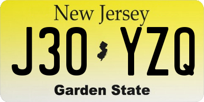 NJ license plate J30YZQ