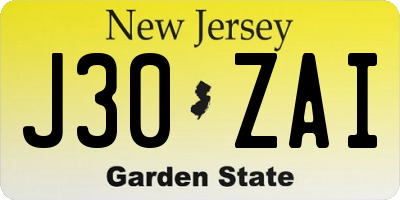 NJ license plate J30ZAI