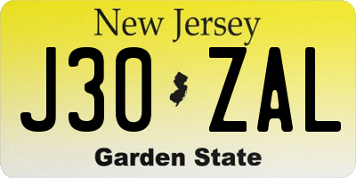 NJ license plate J30ZAL