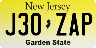 NJ license plate J30ZAP