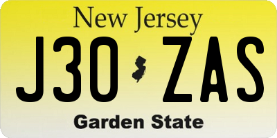 NJ license plate J30ZAS