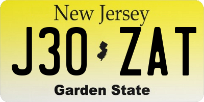 NJ license plate J30ZAT