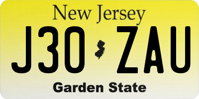 NJ license plate J30ZAU