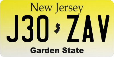NJ license plate J30ZAV