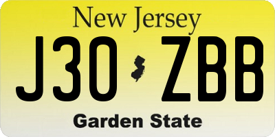 NJ license plate J30ZBB