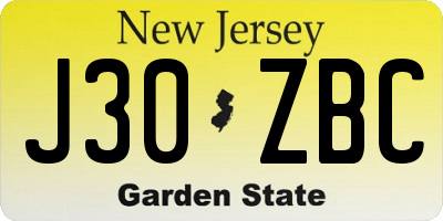 NJ license plate J30ZBC