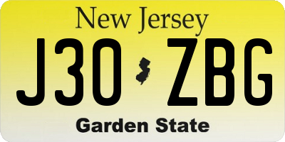 NJ license plate J30ZBG