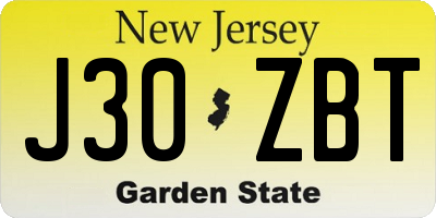 NJ license plate J30ZBT