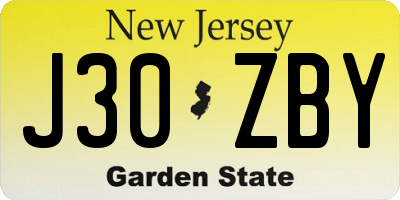 NJ license plate J30ZBY