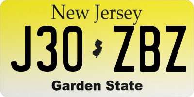 NJ license plate J30ZBZ