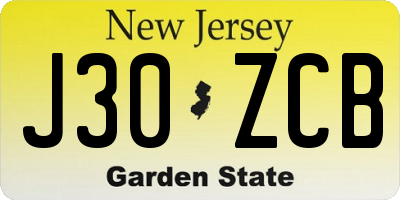 NJ license plate J30ZCB