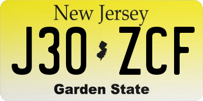 NJ license plate J30ZCF