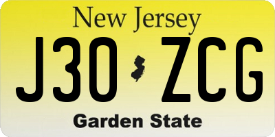 NJ license plate J30ZCG