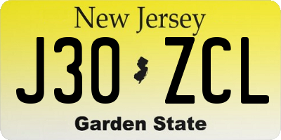 NJ license plate J30ZCL