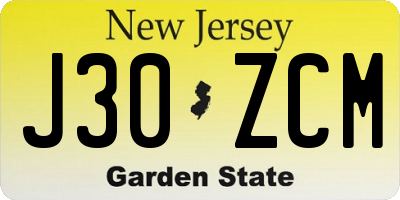 NJ license plate J30ZCM