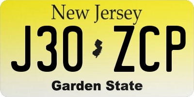 NJ license plate J30ZCP