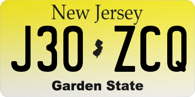 NJ license plate J30ZCQ