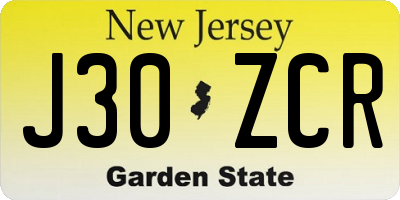 NJ license plate J30ZCR