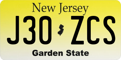 NJ license plate J30ZCS