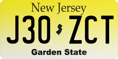 NJ license plate J30ZCT