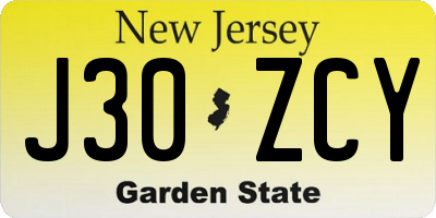NJ license plate J30ZCY
