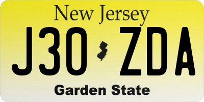 NJ license plate J30ZDA
