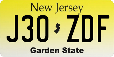 NJ license plate J30ZDF
