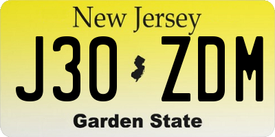 NJ license plate J30ZDM