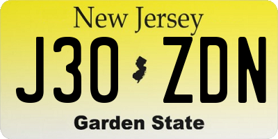 NJ license plate J30ZDN