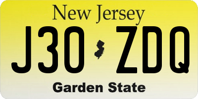 NJ license plate J30ZDQ