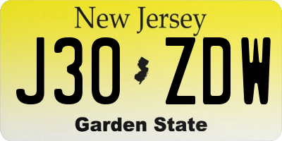 NJ license plate J30ZDW