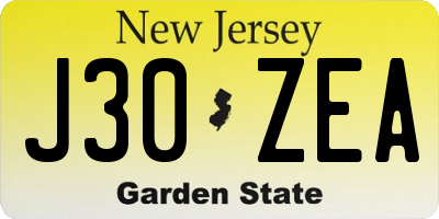 NJ license plate J30ZEA