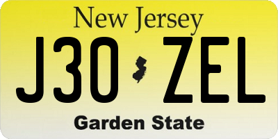 NJ license plate J30ZEL