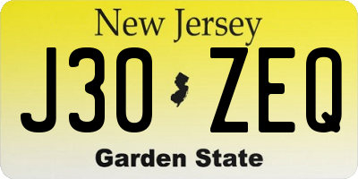 NJ license plate J30ZEQ