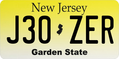 NJ license plate J30ZER
